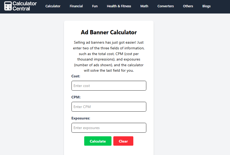 Ad Banner Calculator